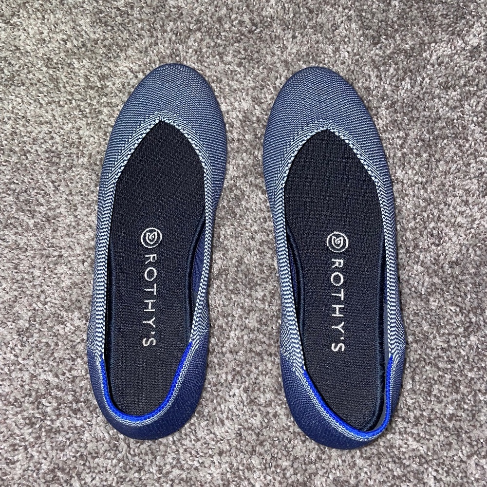 Rothys size 8 Cobalt Birdseye flat